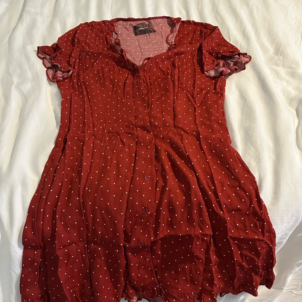 Reformation red polka dot mini dress 10